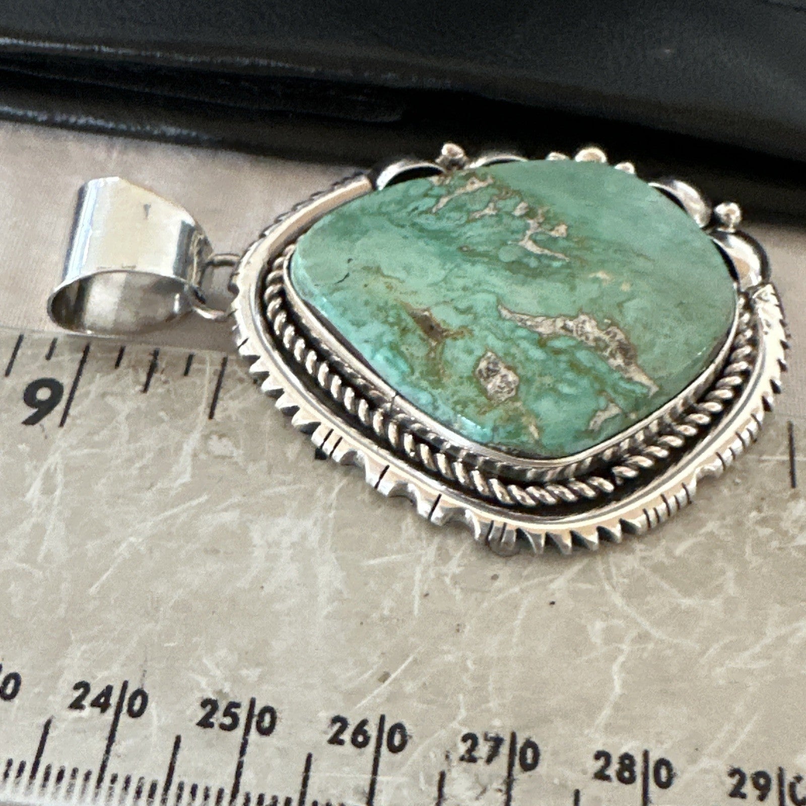 Men Women Green Royston Turquoise Pendant Navajo Sterling Yazzie 19522