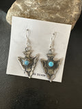 Arrowhead Womens Stamped Blue Turquoise Dangle Earrings Sterling Silver 19786