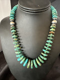 Navajo Graduated Turquoise Necklace 19" | Sterling Silver | Authentic Native American Handmade | 18421