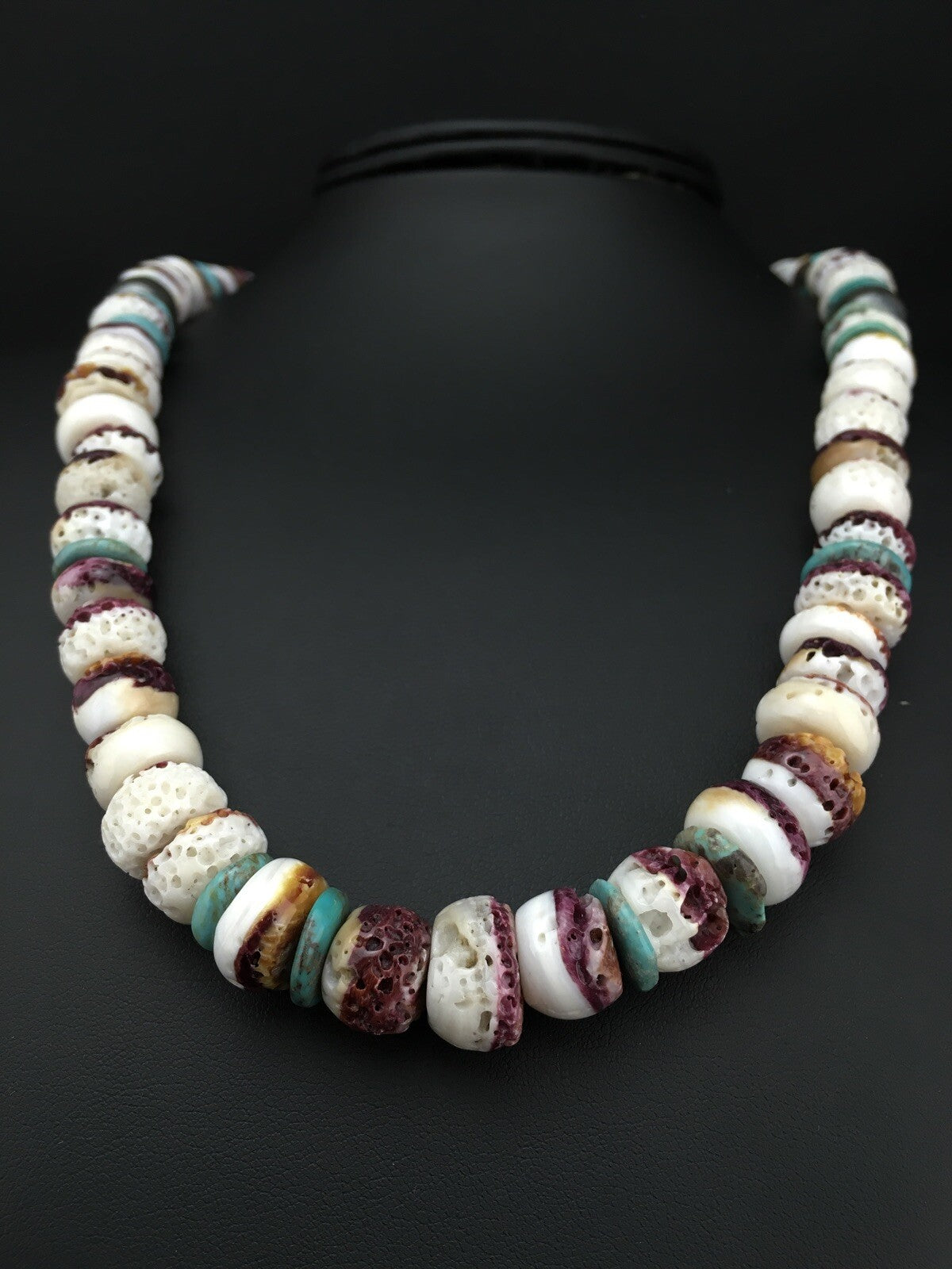 Purple Spiny Oyster & Turquoise Navajo Indian Sterling Necklace 20" 02519