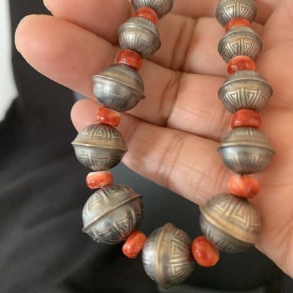 Red Spiny Oyster Sterling Silver Beads Bead Necklace 95607
