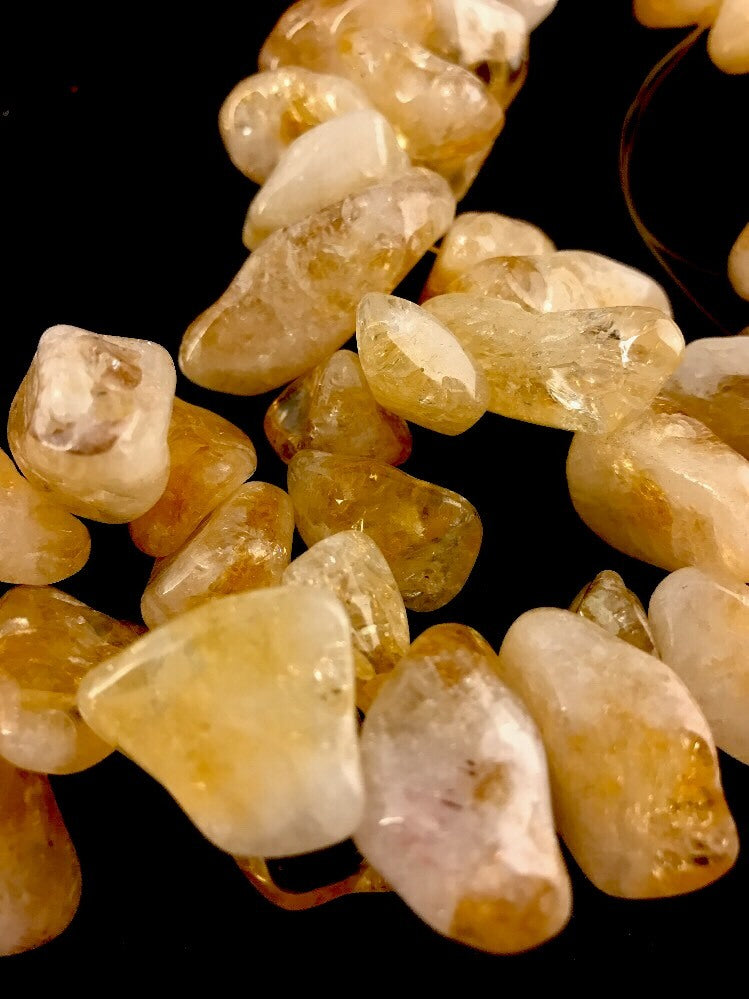 Yellow Citrine Large Strand Chunky Nuggets Bracelet 03851