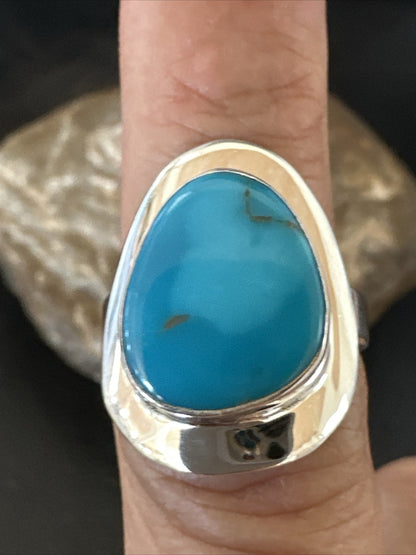 WoMens Sterling Silver Blue Kingman Turquoise Ring Size 7 17681