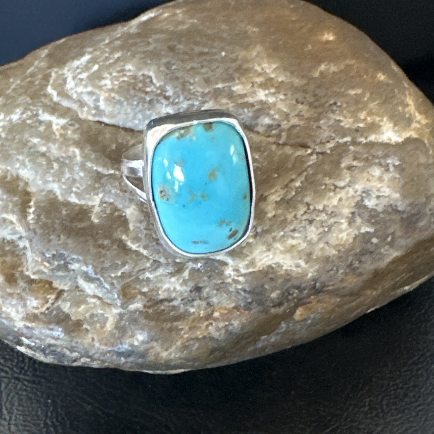 Men Women Blue Kingman Turquoise Navajo Sterling Silver Ring Size 9.5 19333