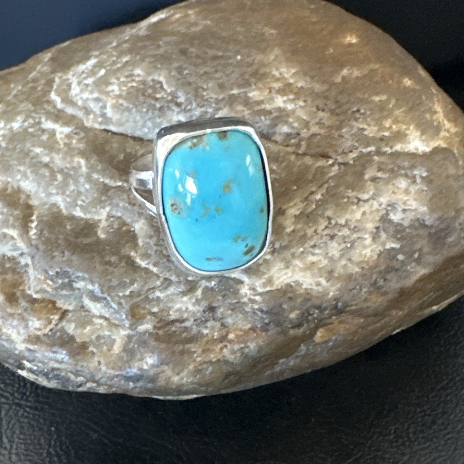 Men Women Blue Kingman Turquoise Navajo Sterling Silver Ring Size 9.5 19333