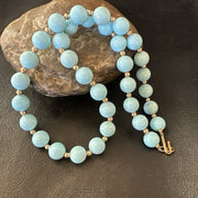 Goldfilled Women's 10mm Blue Dry Creek Turquoise Navajo Necklace 19" | Authentic Native American Handmade | 18588