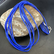 Navajo Lapis 5S Tube Heishi Bead Necklace 19" | Sterling Silver | Authentic Native American Handmade | 18102