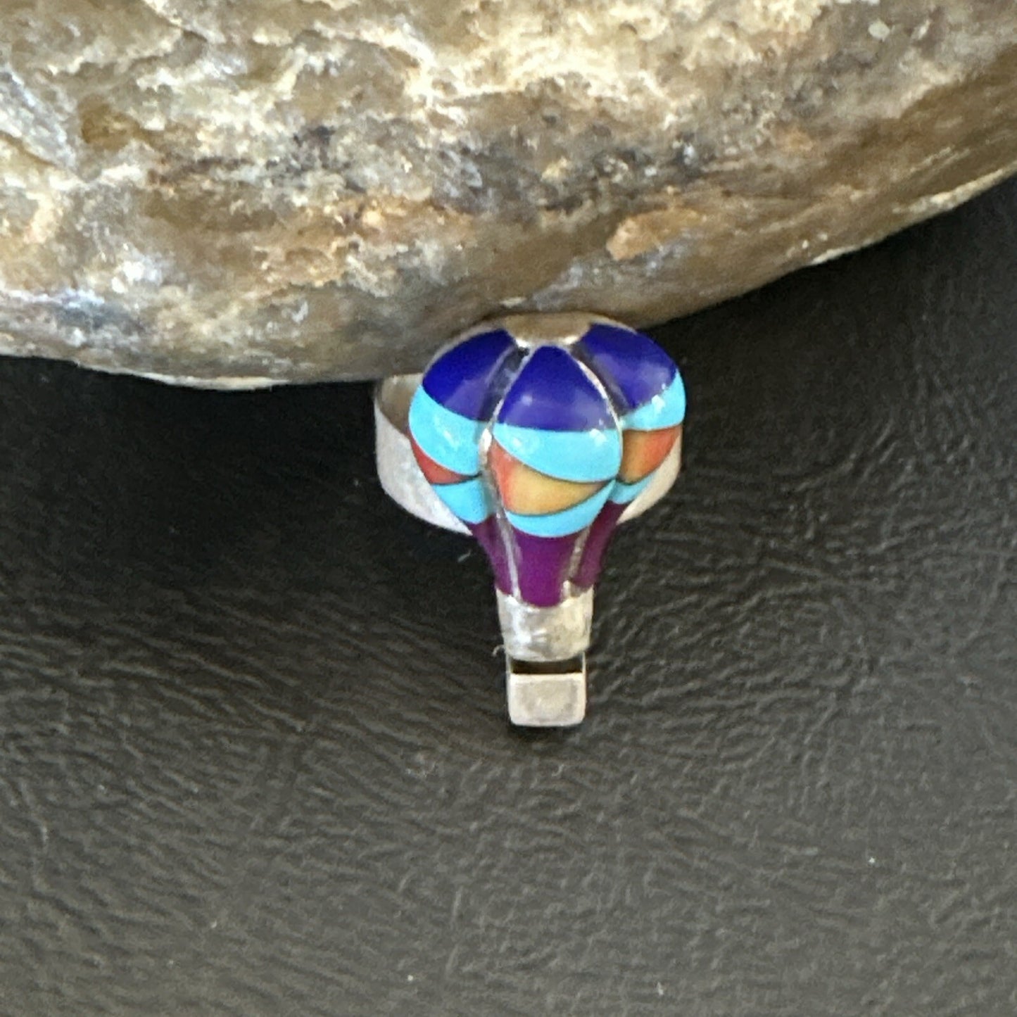 Navajo Balloon Blue Lapis Multicolor Turquoise Inlay Band Ring Sz 7 18190