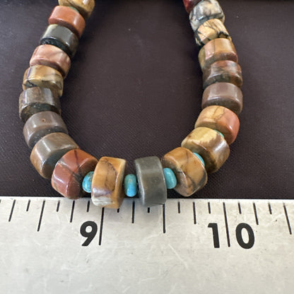 Red Creek Jasper Turquoise Pendant Navajo  Sterling Silver Necklace 17744