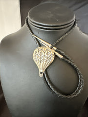 Men's Hot Air Balloon Navajo Bolo Tie | Sterling Silver | Authentic Native American Handmade | 18774