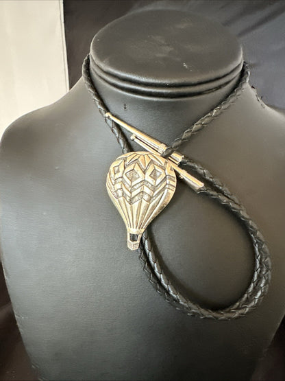Mens Hot Air Balloon Navajo Sterling Silver Bolo Tie 18774