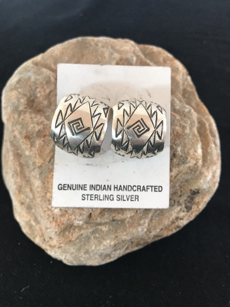 Navajo Sterling Silver Hand Stamped Handcrafted Post Earrings