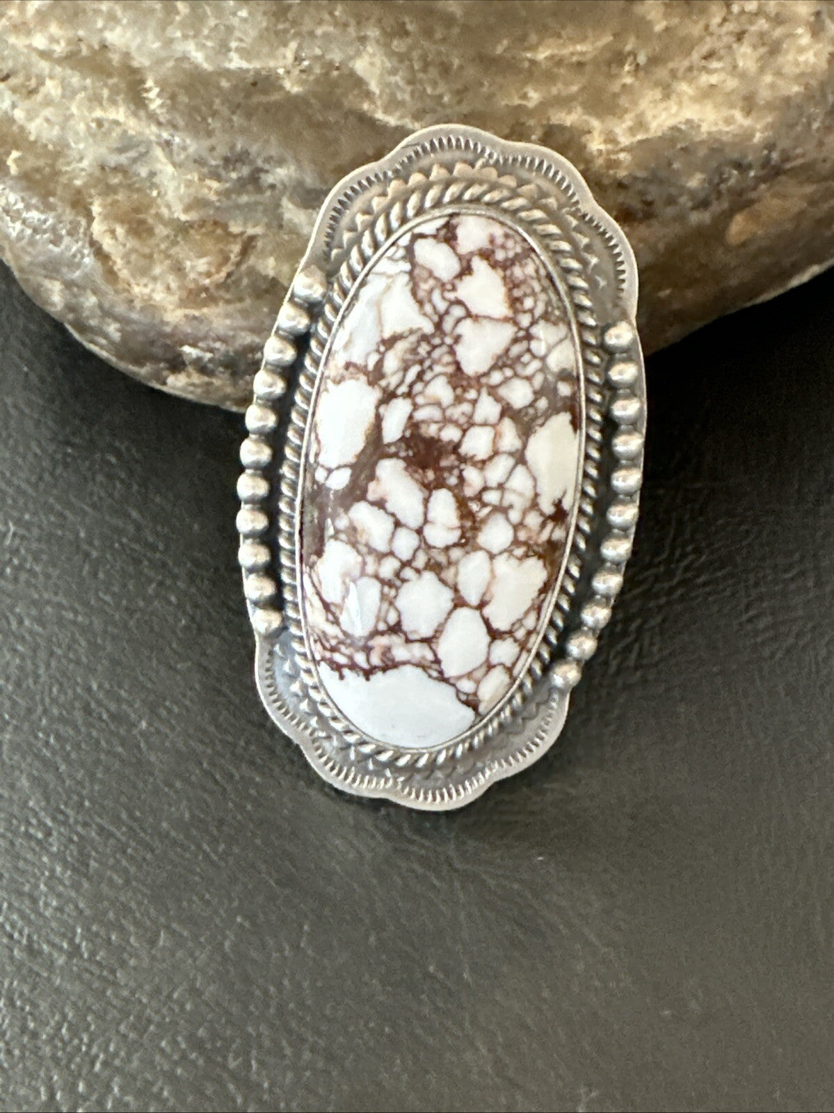 Mens Womens Wild Horse Turquoise Navajo Sterling Silver Ring Sz 8 18722