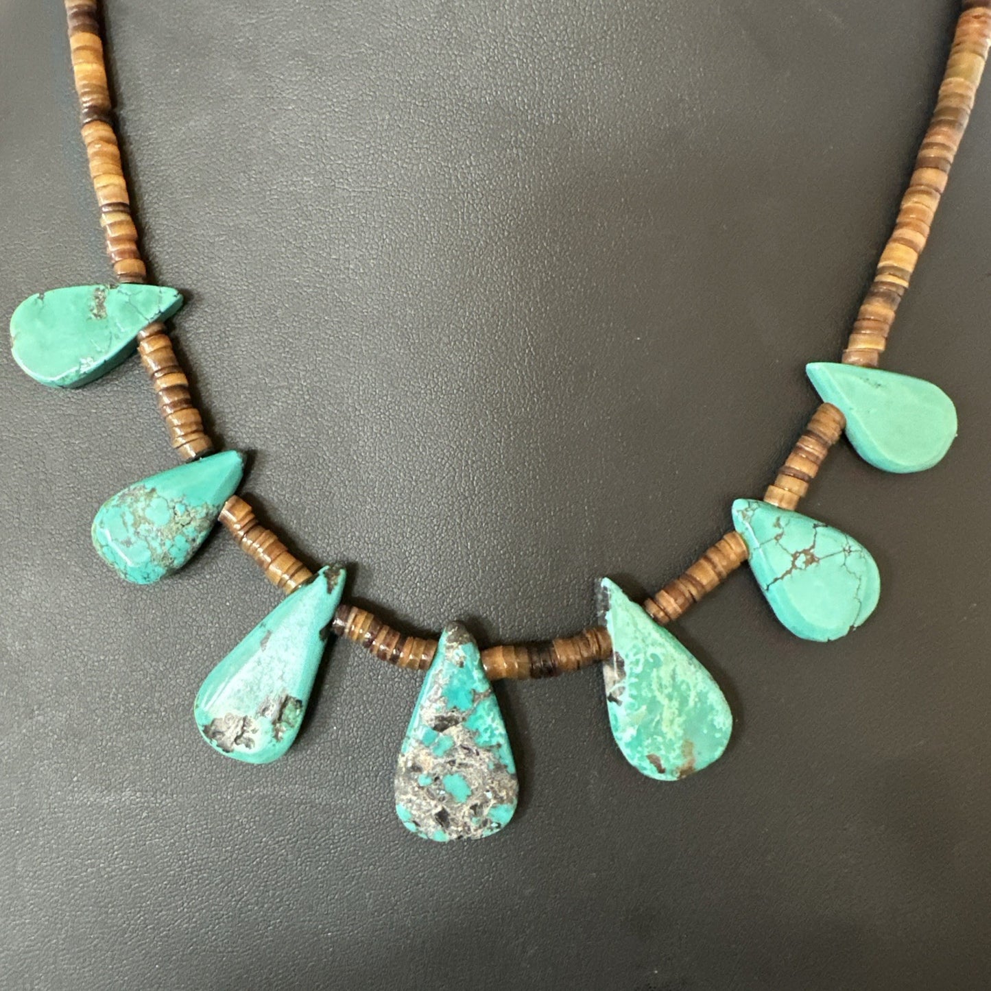 Southwestern Sterling Silver Blue Turquoise Shell 20" Necklace 19508