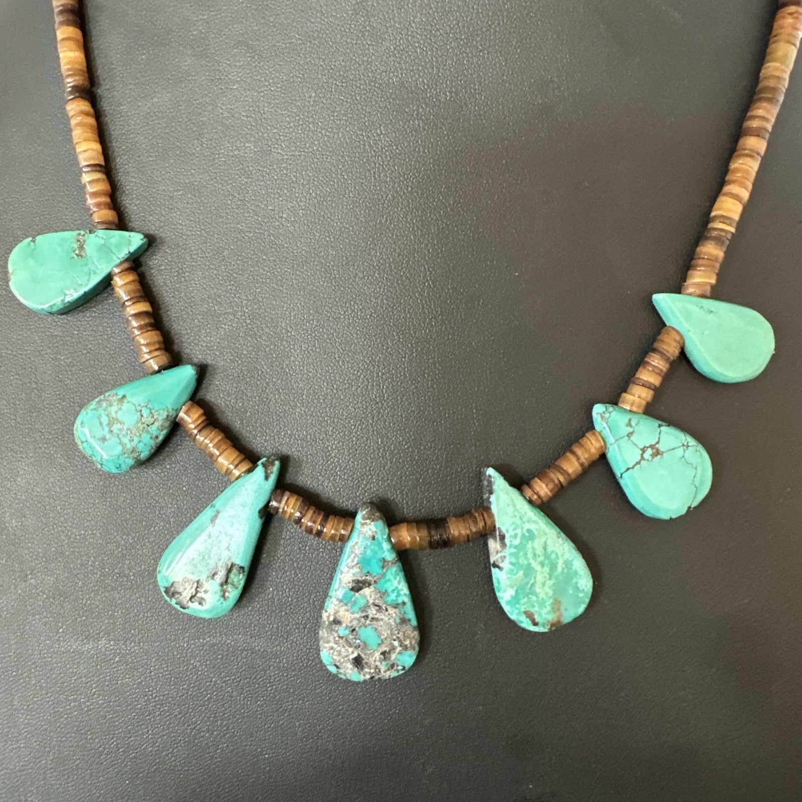 Southwestern Sterling Silver Blue Turquoise Shell 20" Necklace 19508