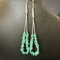 Long Blue Turquoise Nugget Bead Beads Navajo Earrings 3" | Sterling Silver | Authentic Native American Handmade | 18096
