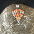 Balloon Orange Spiny Opal Pendant Navajo | Sterling Silver | Authentic Native American Handmade | 19259