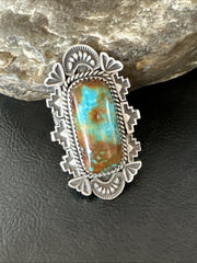 Navajo Green Turquoise Ring Size 11.5 | Sterling Silver | Authentic Native American Handmade | 19615