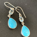 Women's Blue Kingman Turquoise Navajo Earrings | Sterling Silver | Authentic Native American Handmade | 12032