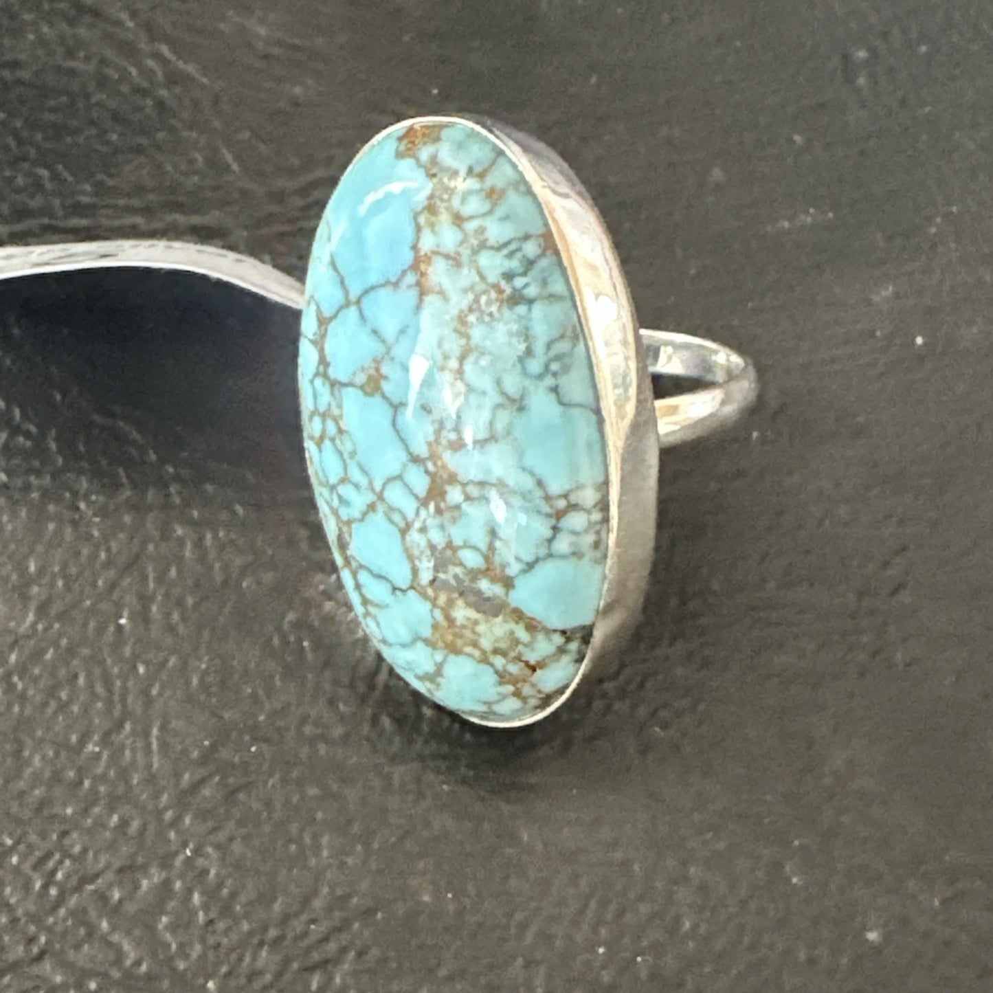 Blue Turquoise#8 Southwestern Sterling Silver Ring Size 5 19728