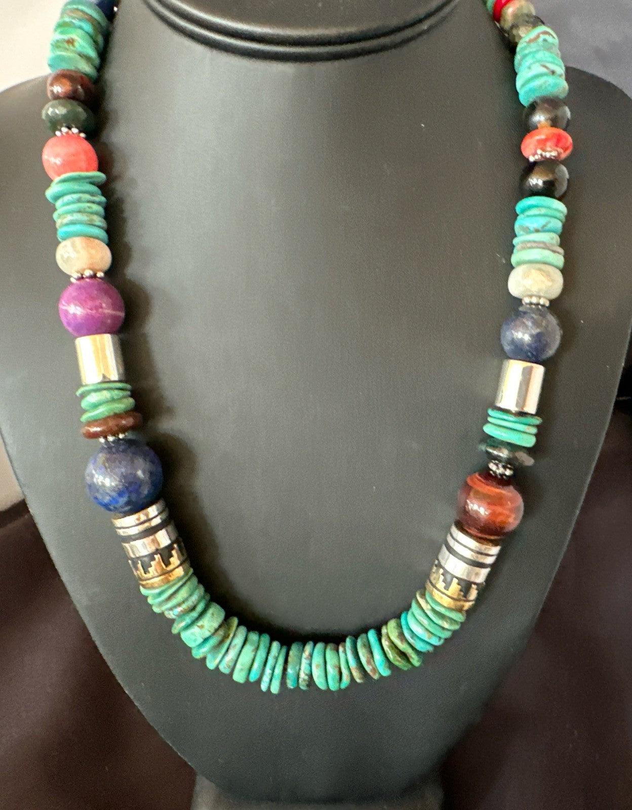 Tommy Rosita Singer T R Sterling Silver Blue Turquoise Bead Necklace 21 in 19412