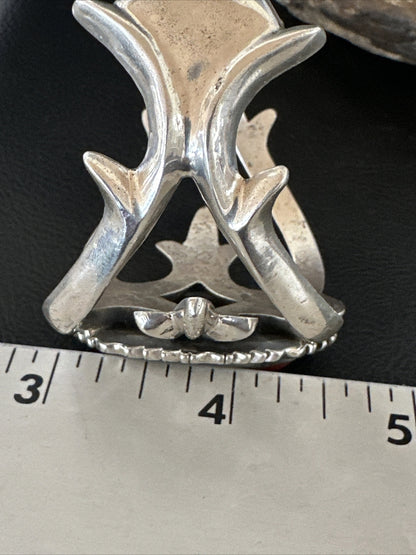 Red Spiny Oyster Navajo Sterling Silver Cuff Bracelet 17704