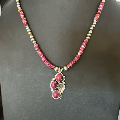 Sterling Purple Spiny Sugilite Pendant Navajo Silver Necklace 19608