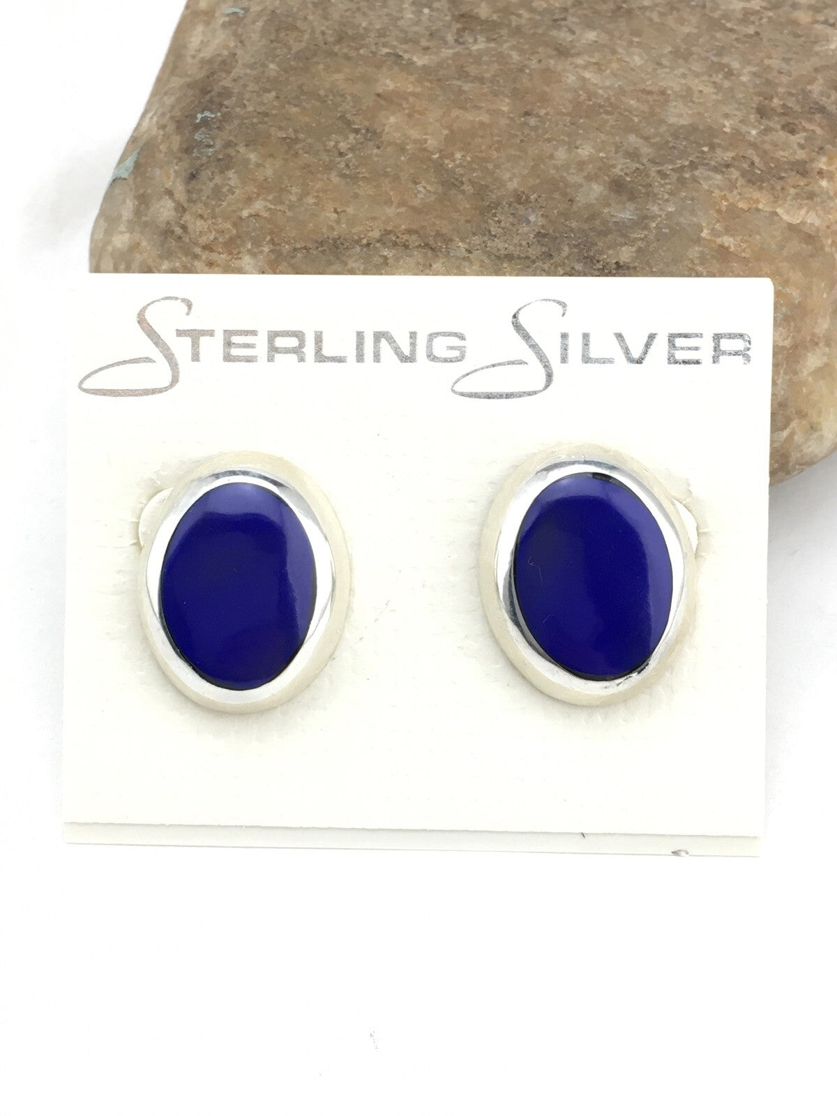 Blue Lapis Indian Navajo Sterling Silver Earrings 1999