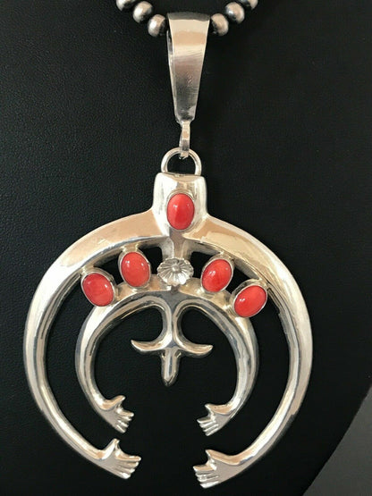 Spiny Oyster Pendant Navajo Sterling Silver Squash Blossom Necklace 01209