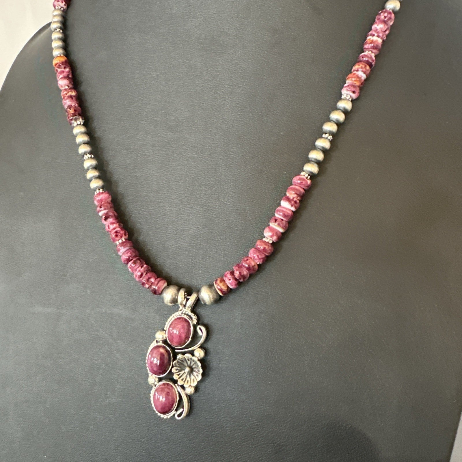 Sterling Purple Spiny Sugilite Pendant Navajo Silver Necklace 19608