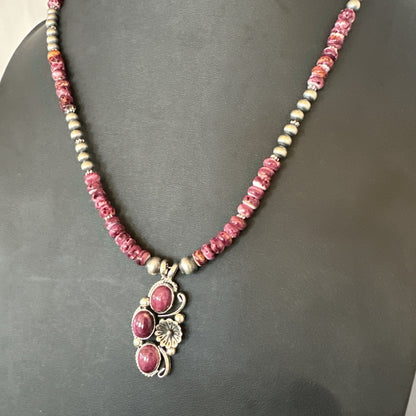 Sterling Purple Spiny Sugilite Pendant Navajo Silver Necklace 19608