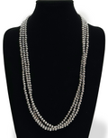7mm Navajo Pearls 72"Single Strand Necklace | Sterling Silver | Authentic Native American Handmade