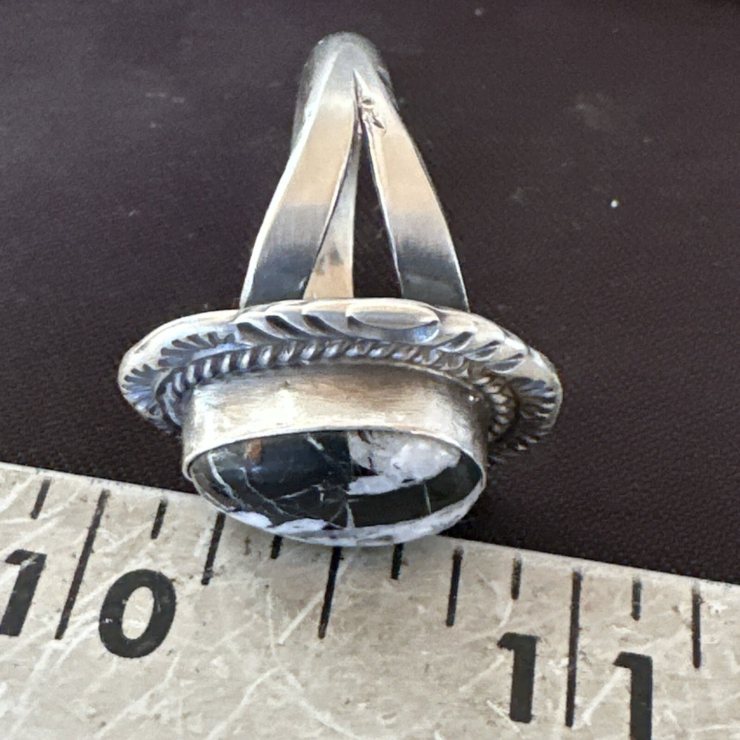 Mens Womens White Buffalo Turquoise Navajo Sterling Silver Ring Size 9 18587