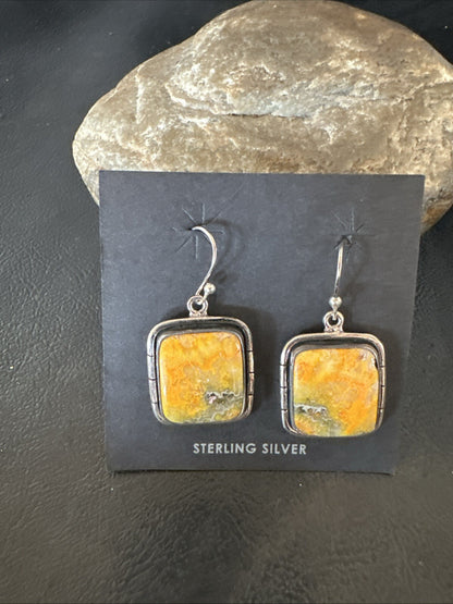 Womens Bumblebee Jasper Navajo Sterling Silver Earrings 15837