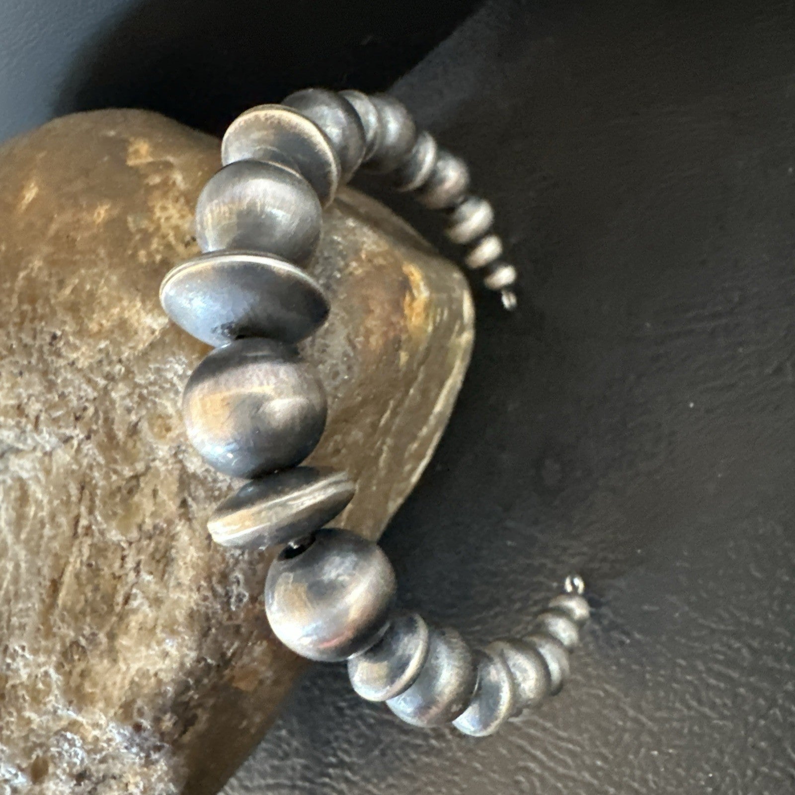 Children Navajo Pearls Sterling Silver Bead Stainless Wrap Bracelet 4.5" 19022
