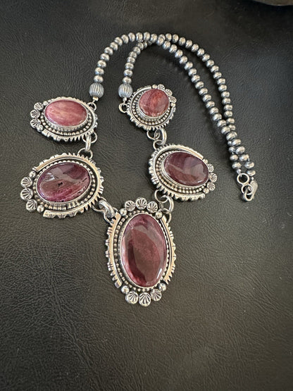 Purple Spiny Oyster Pendant Sterling Silver Choker Necklace 20" 19543