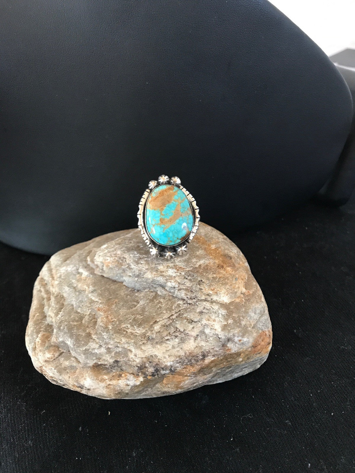 Blue Turquoise #8 Navajo Indian Sterling Silver Ring Size 5.5 3531