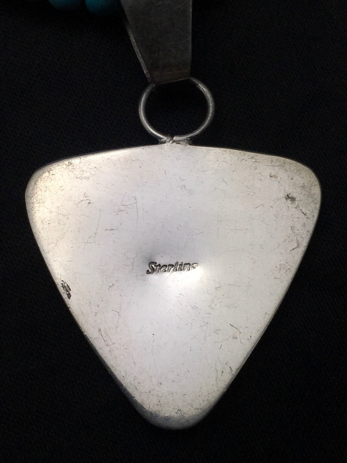 Blue Turquoise Pendant Navajo Sterling Silver Necklace 21" 4277