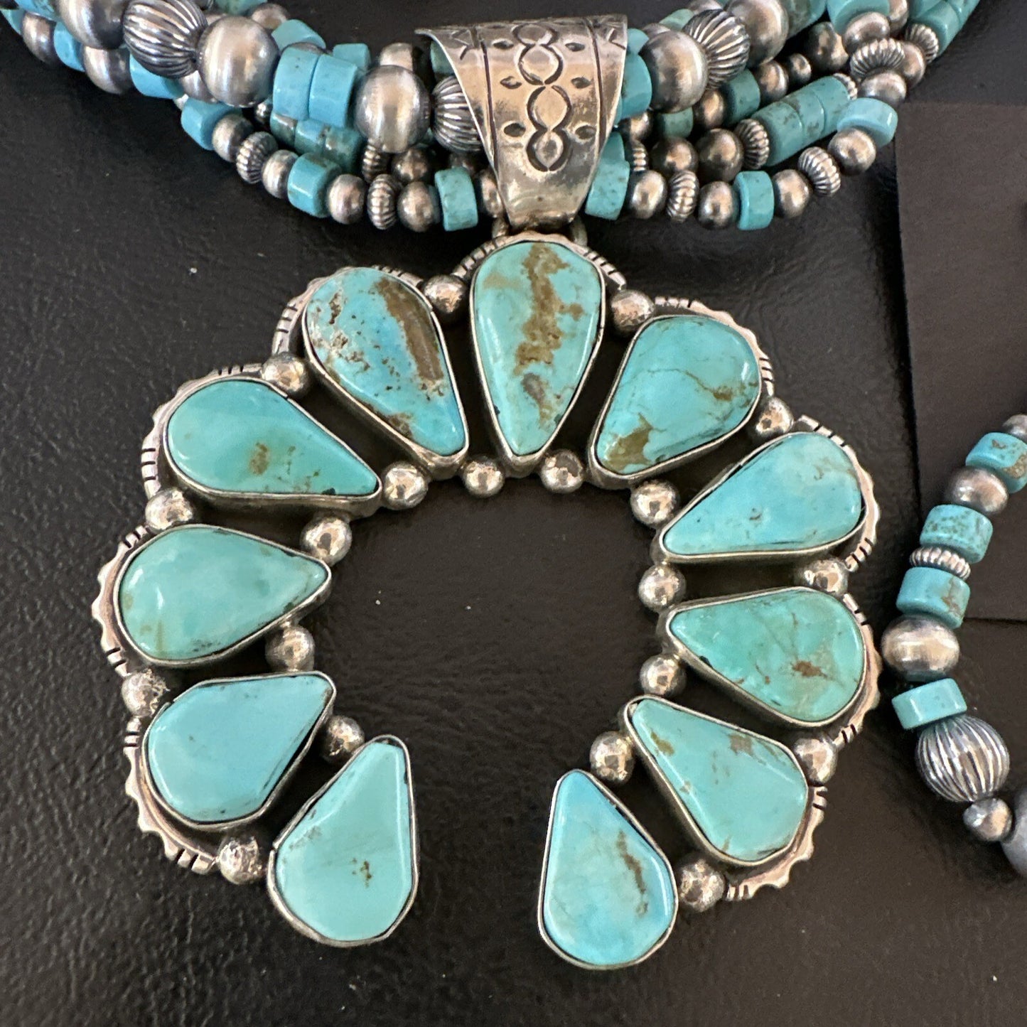 Blue Turquoise Naja Pendant Navajo Sterling Silver Earrings Necklace 21" 16865