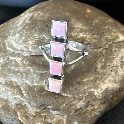 Gorgeous Square Pink Conch Cluster Ring Handmade Navajo Sz 8.5 18781