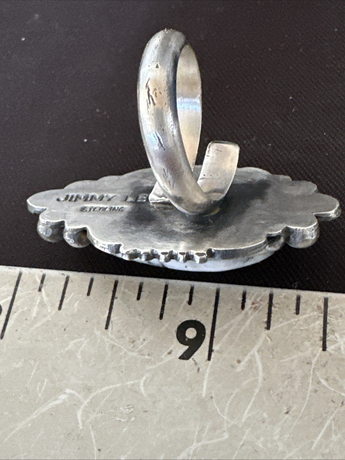 White Buffalo Turquoise Navajo Sterling Silver Ring Size 6 18624