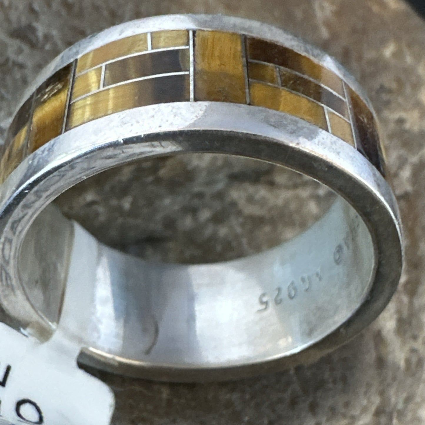 Brown Mens Infinity Band Tigers Eye Navajo Sterling Silver Ring Size 11 19051