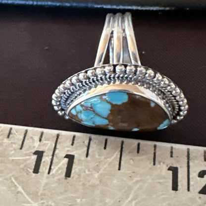 Blue Turquoise #8 Navajo Sterling Silver  Ring Size 6 18826