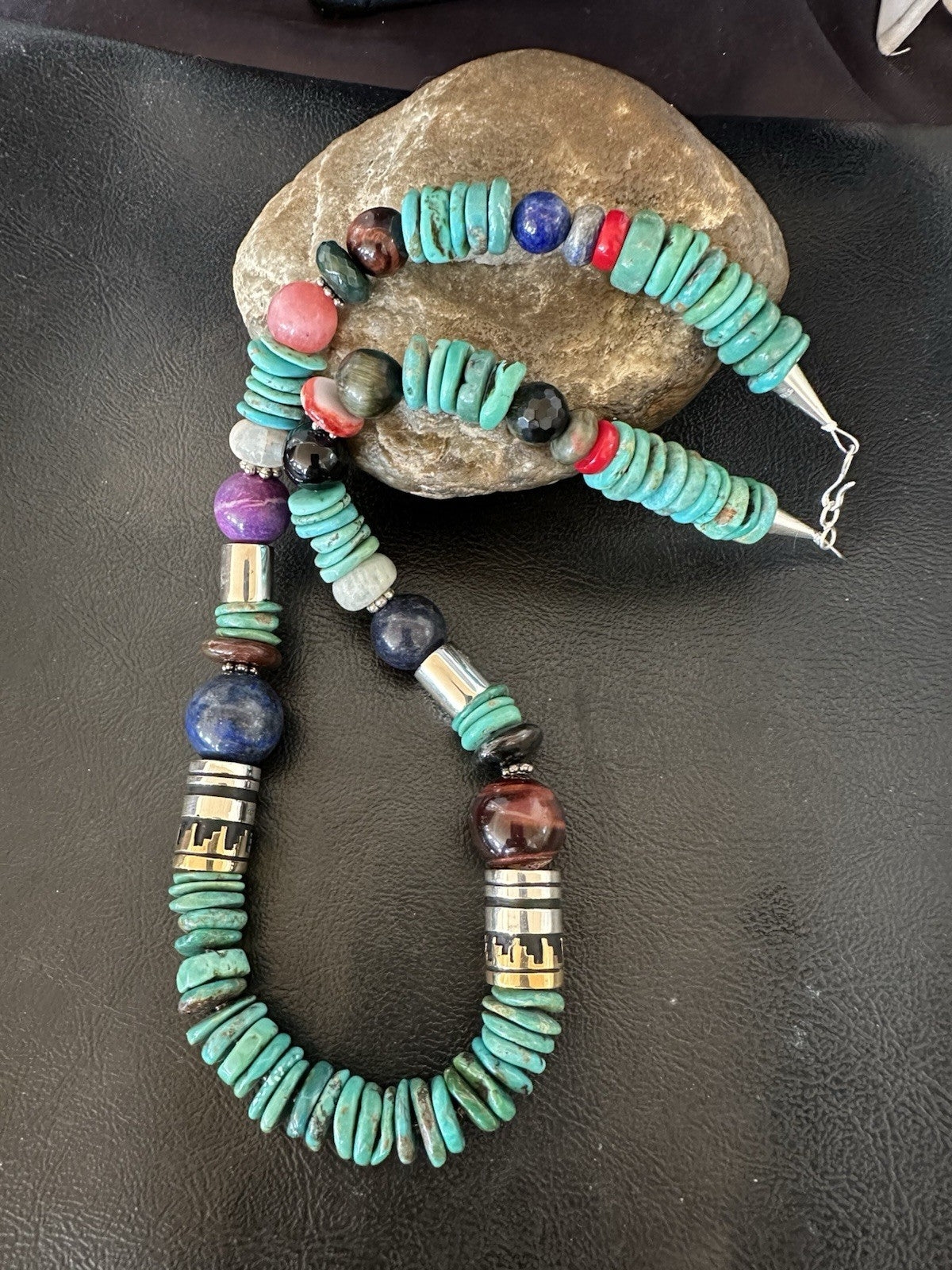 Tommy Rosita Singer T R Sterling Silver Blue Turquoise Bead Necklace 21 in 19412