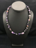 Purple Charoite Navajo Beads Necklace | Sterling Silver | Authentic Native American Handmade | 02700