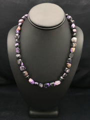 Purple Charoite Navajo Beads Necklace | Sterling Silver | Authentic Native American Handmade | 02700
