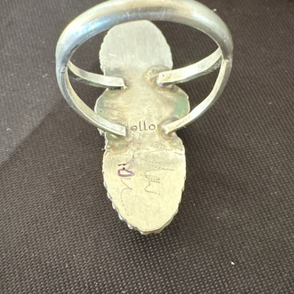 Navajo Sterling Silver Cluster Blue Turquoise Ring Sz 10 18574