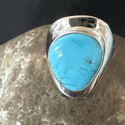 Southwestern Sterling Silver Blue Kingman Turquoise Ring Size 7 18512