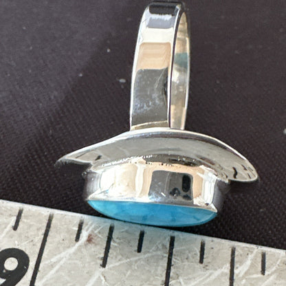 Southwestern Sterling Silver Blue Kingman Turquoise Ring Size 6 18533