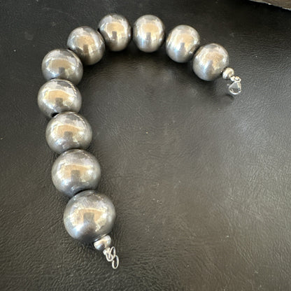 18mm Round Beads 7.5” Sterling Silver Beads Bracelet 91807